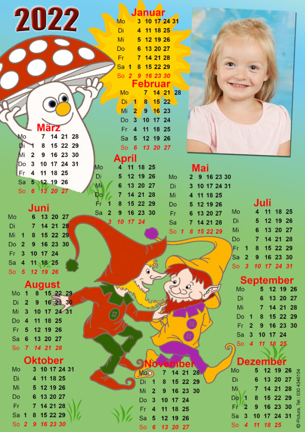 Wandkalender Zwerge