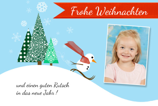 Weihnachtskarte Schneemann